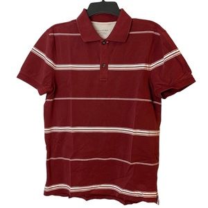 Banana Republic fitted polo red and white striped pique stretch cotton sz small